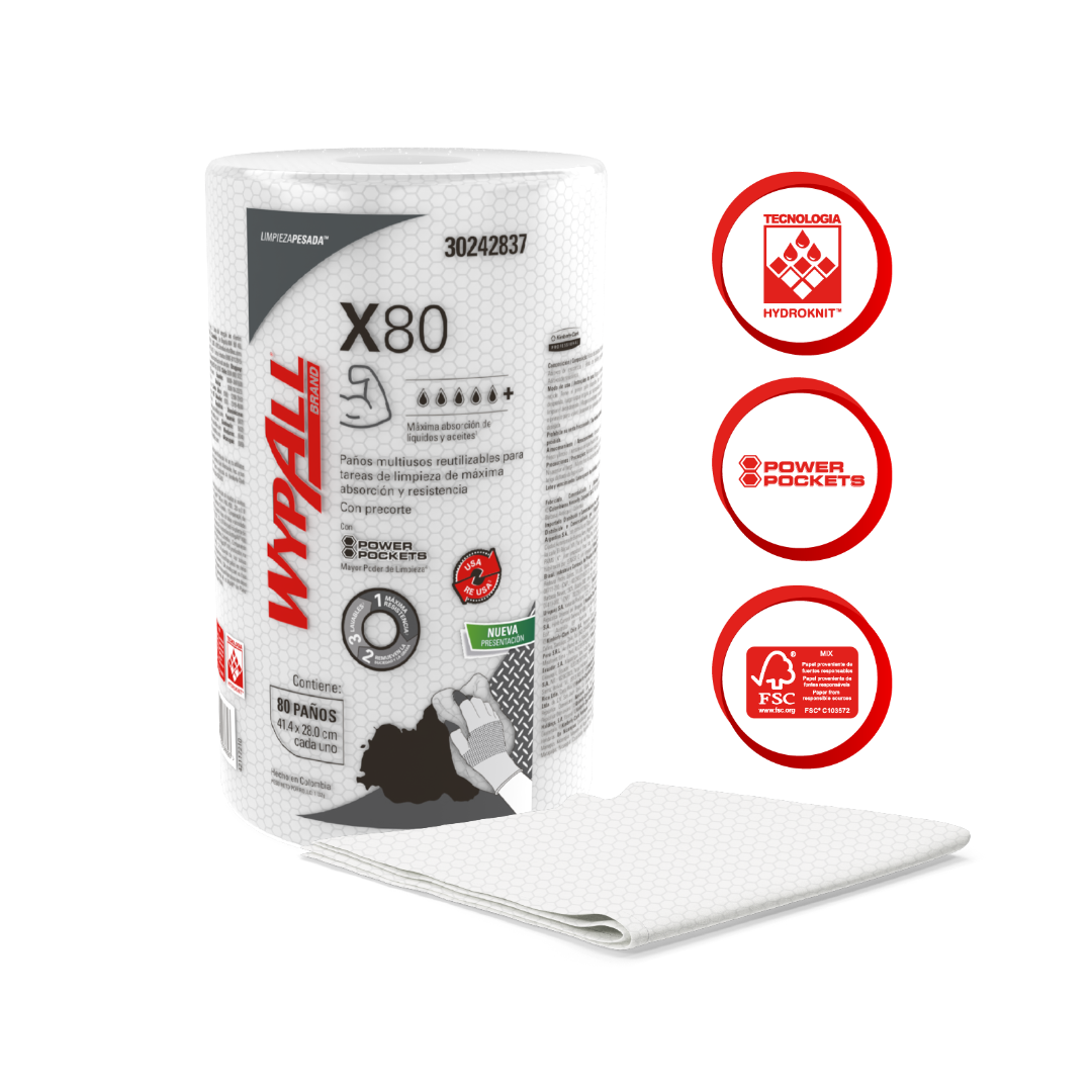 WypAll* X80 Regular Roll Plus Power Pockets unitario