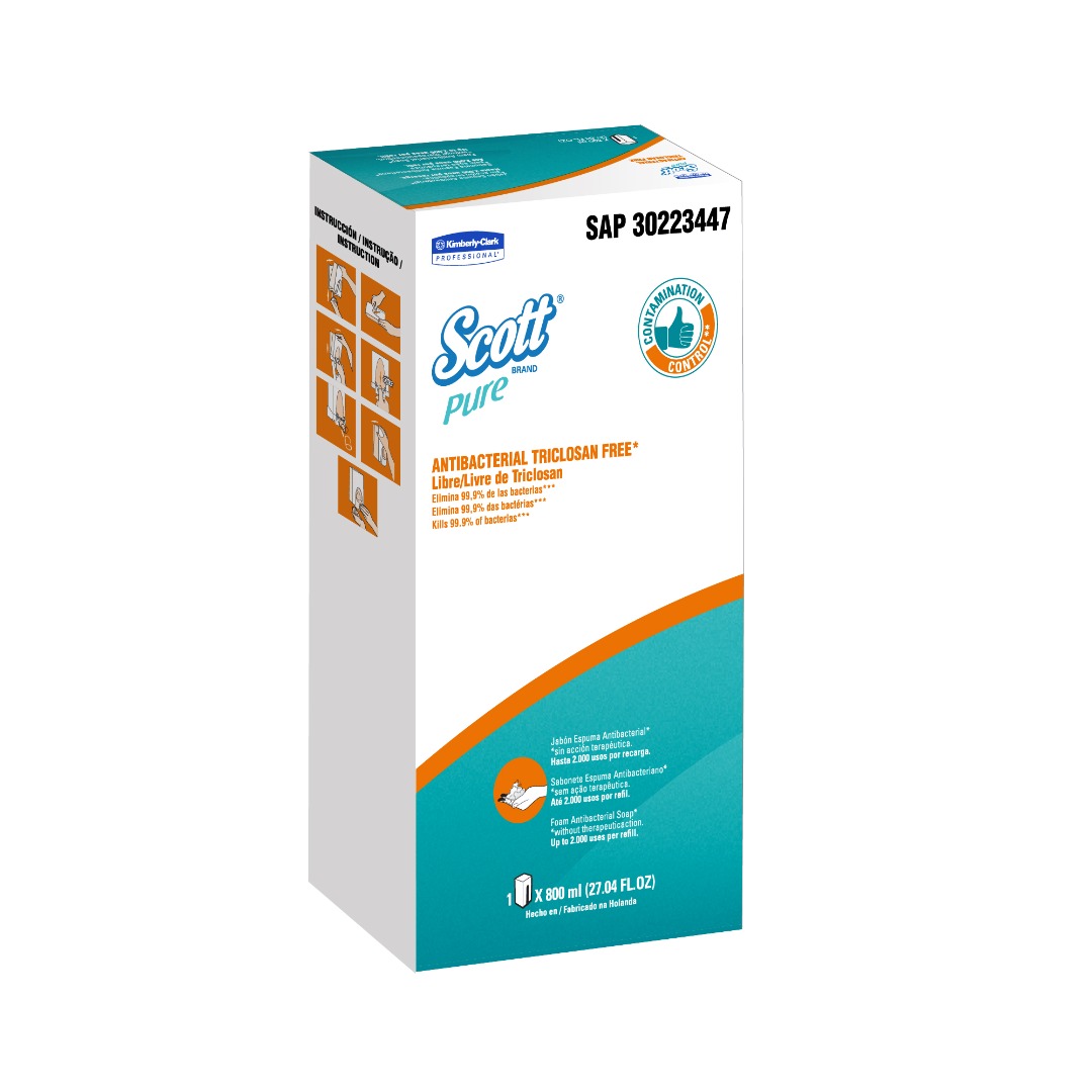 Jabón Scott® Pure Espuma Manual Antibacterial 6 repuestos x 800 ml