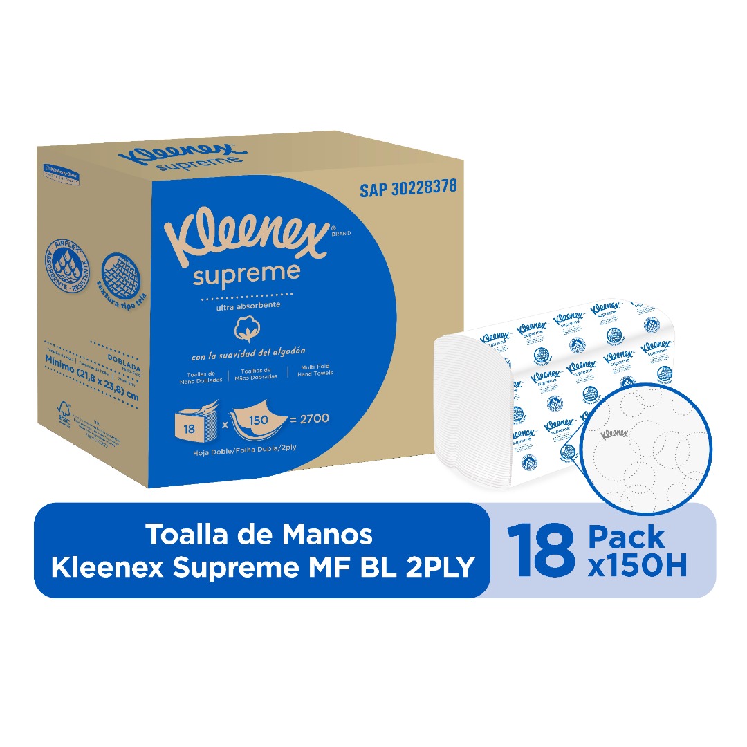 Toalla Kleenex® Interfoliada Supreme 18 pack x 150 hojas